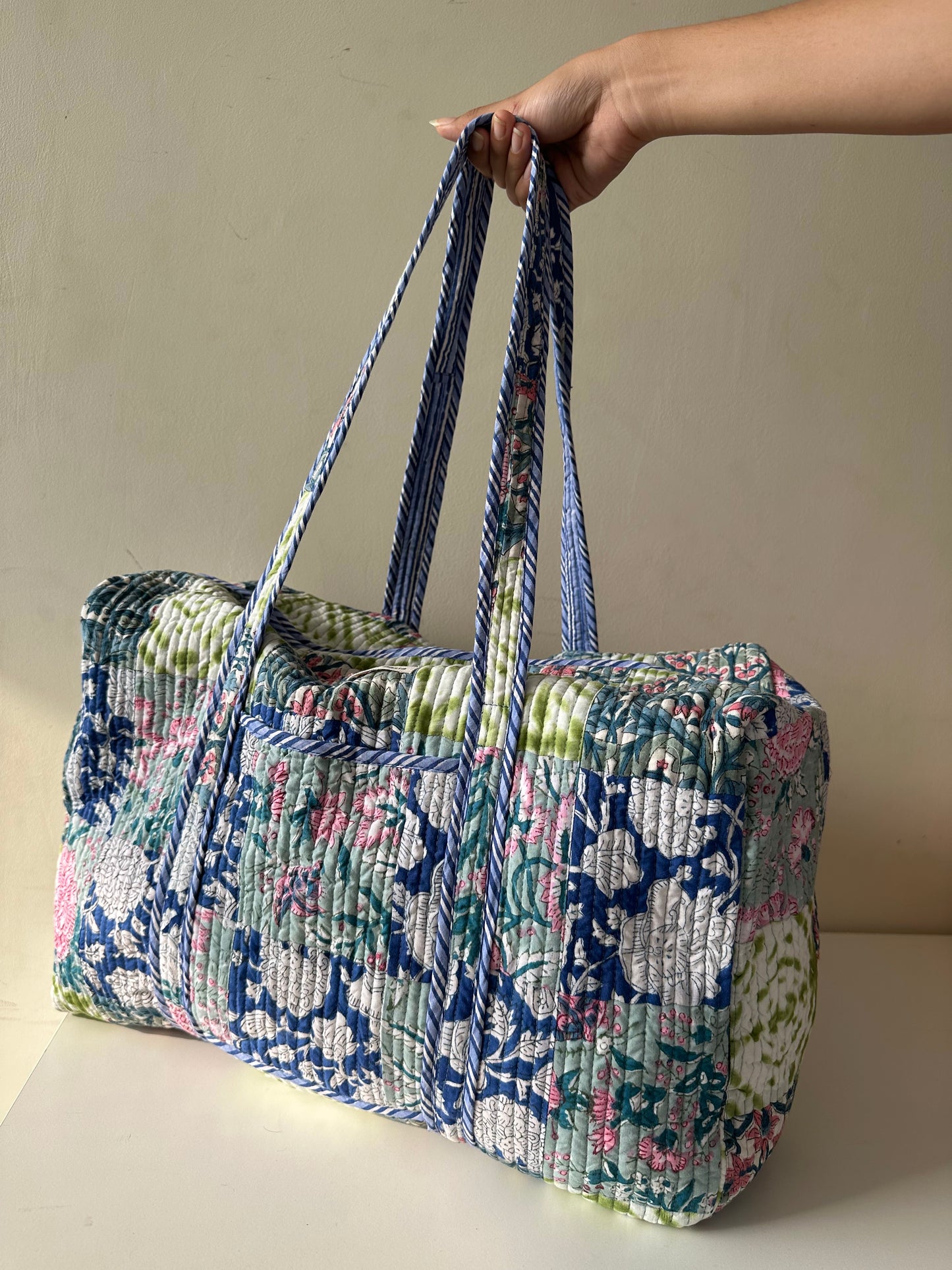 Multi Coloured Quilted Patchwork Travel Duffle Bag