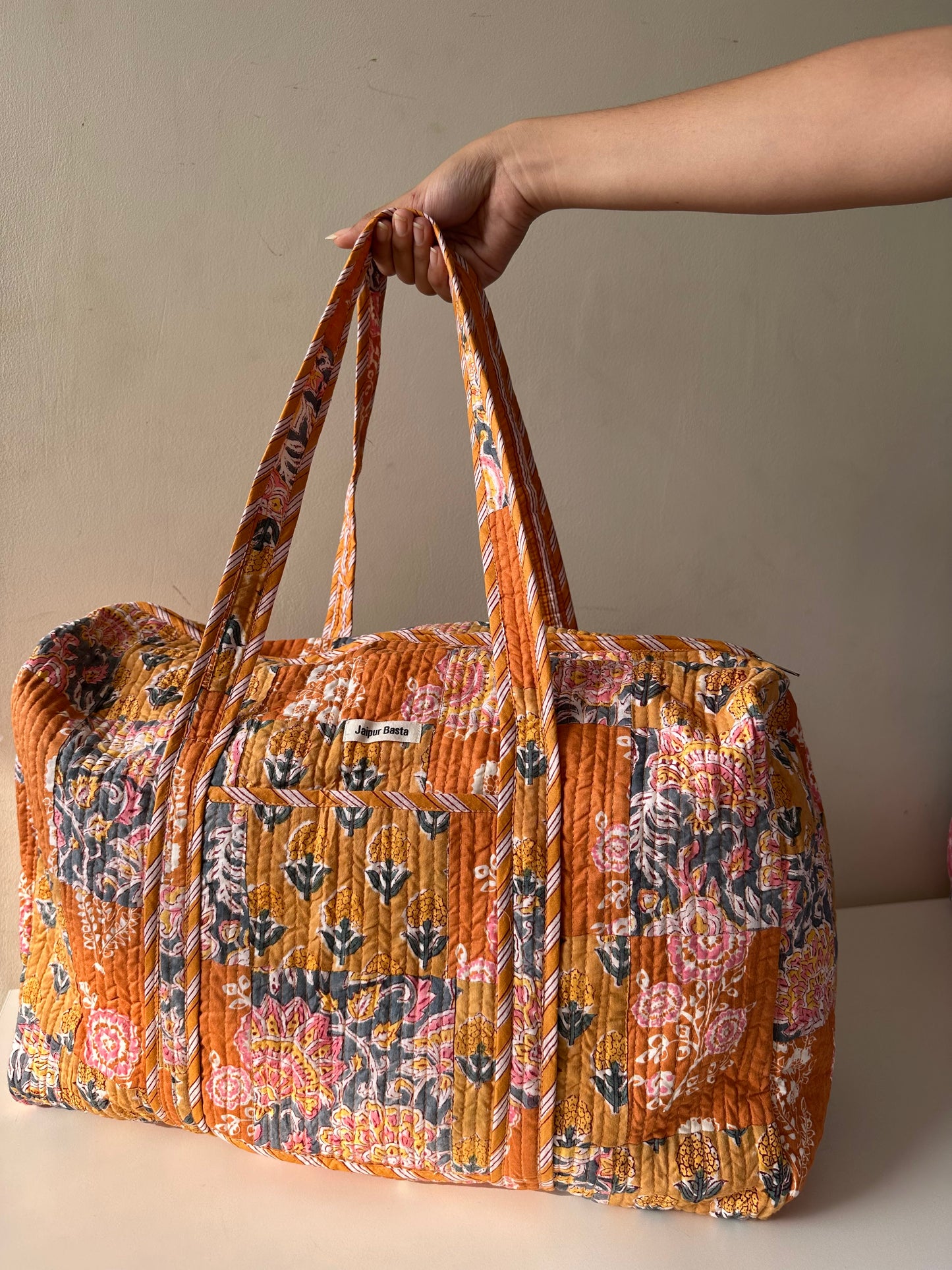 Multi Coloured Quilted Patchwork Travel Duffle Bag