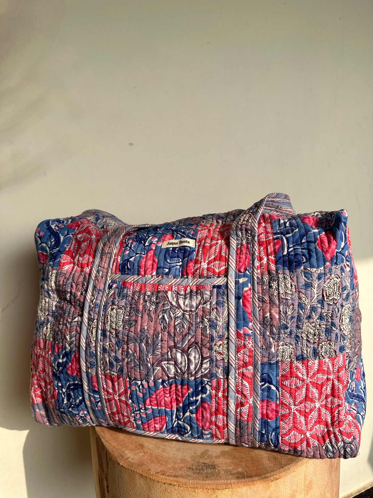 Multi Coloured Quilted Patchwork Travel Duffle Bag