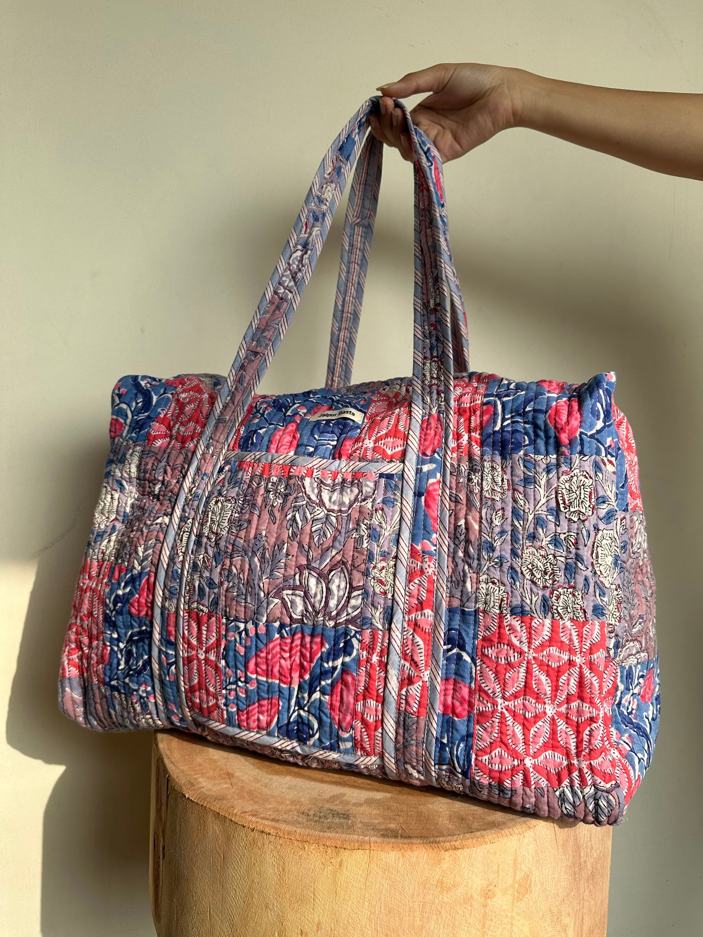 Multi Coloured Quilted Patchwork Travel Duffle Bag
