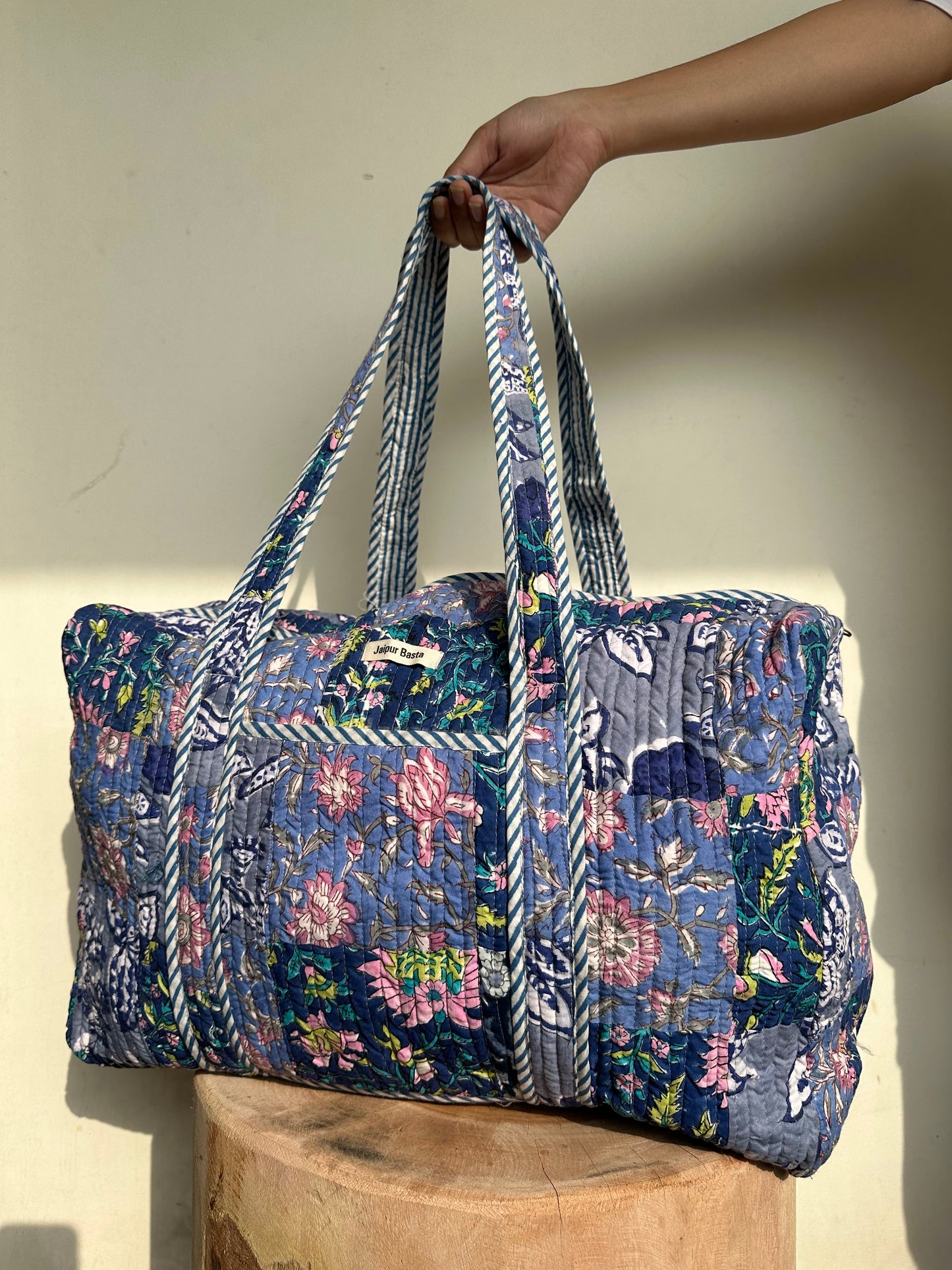 Multi Coloured Quilted Patchwork Travel Duffle Bag