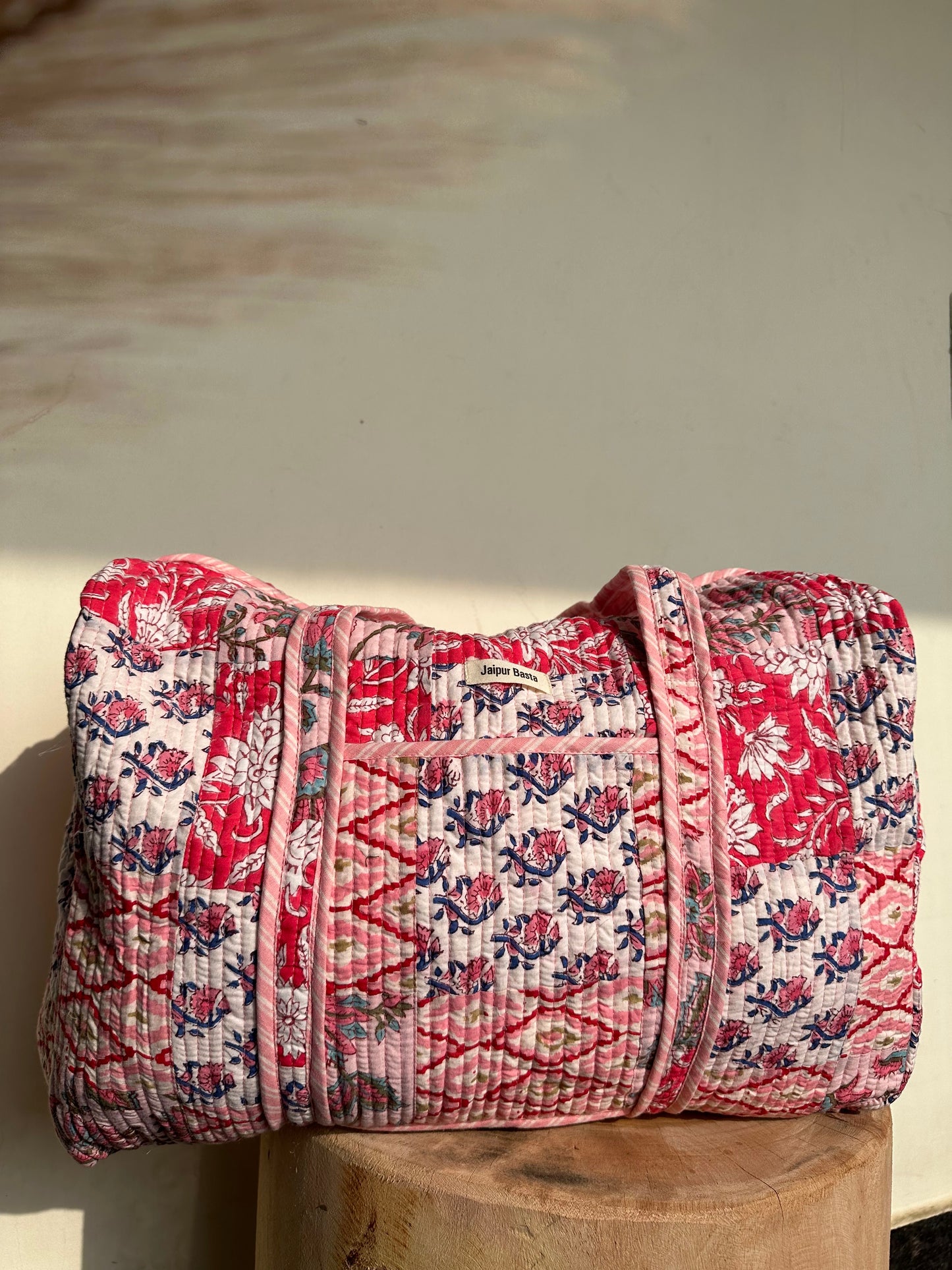 Multi Coloured Quilted Patchwork Travel Duffle Bag