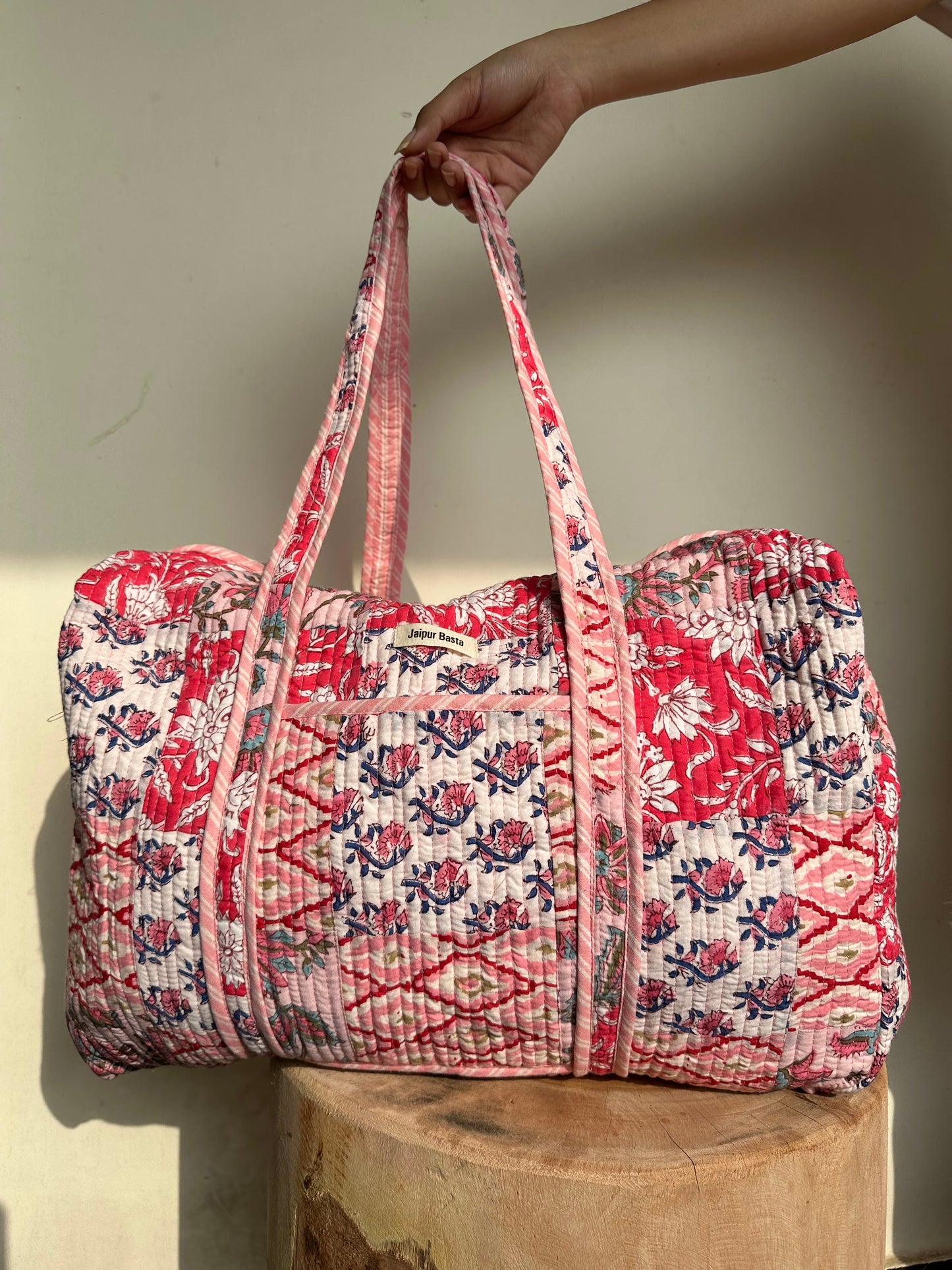 Multi Coloured Quilted Patchwork Travel Duffle Bag