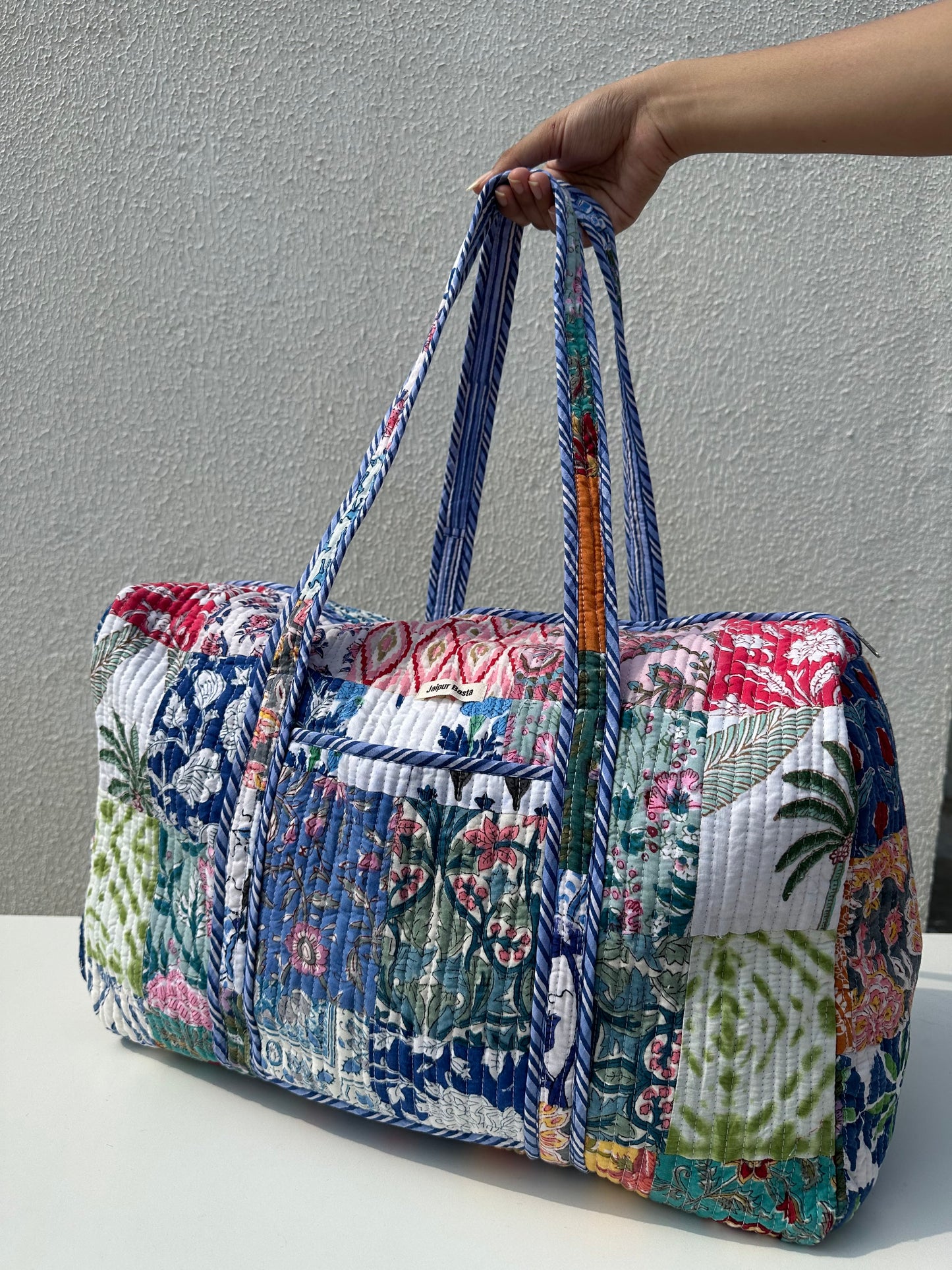 Multi Coloured Quilted Patchwork Travel Duffle Bag
