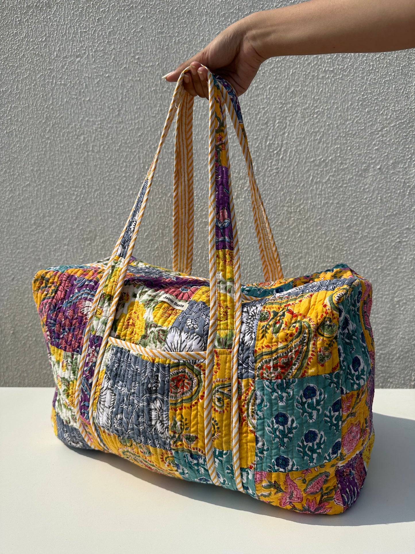 Multi Coloured Quilted Patchwork Travel Duffle Bag