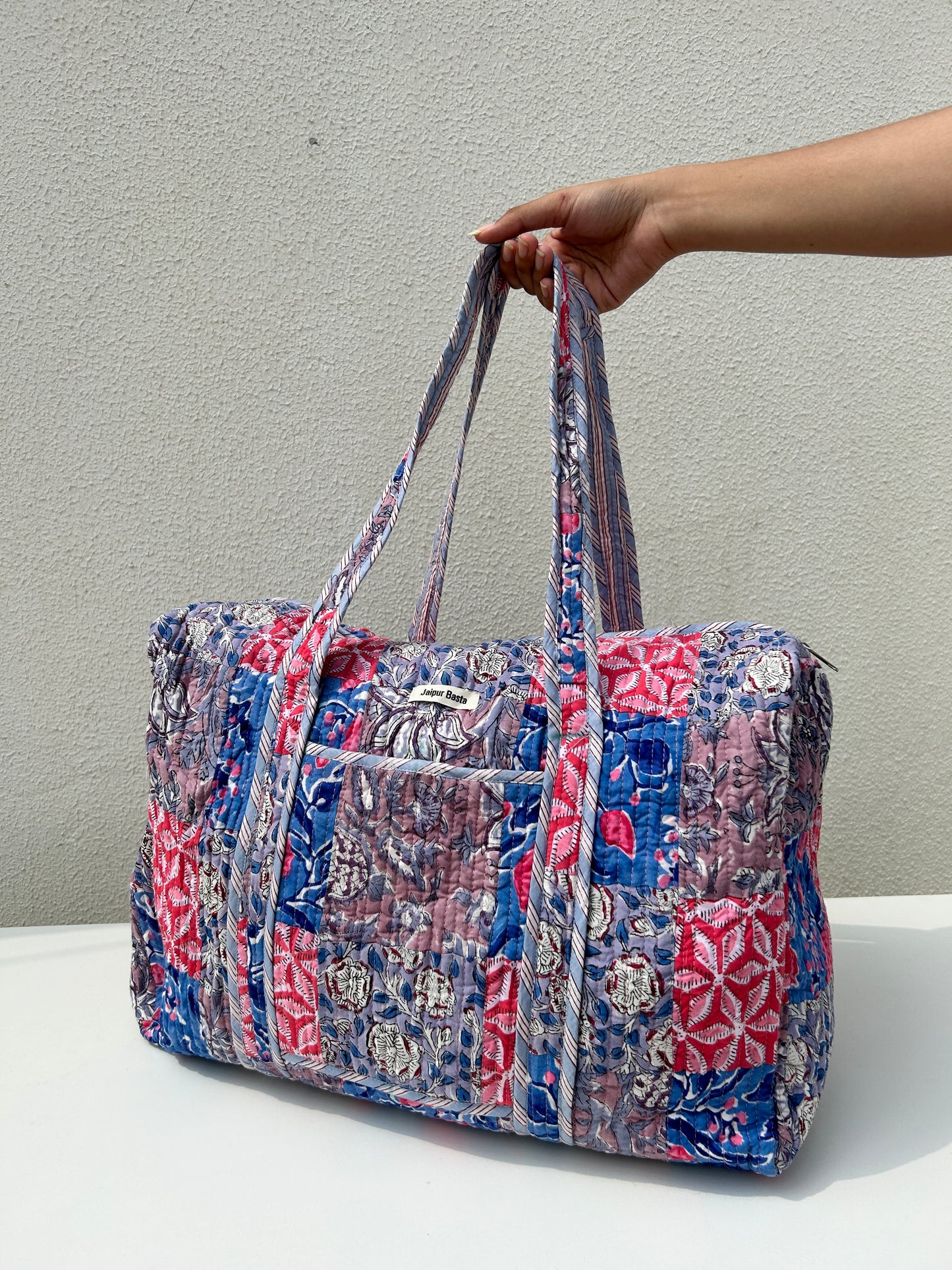 Multi Coloured Quilted Patchwork Travel Duffle Bag
