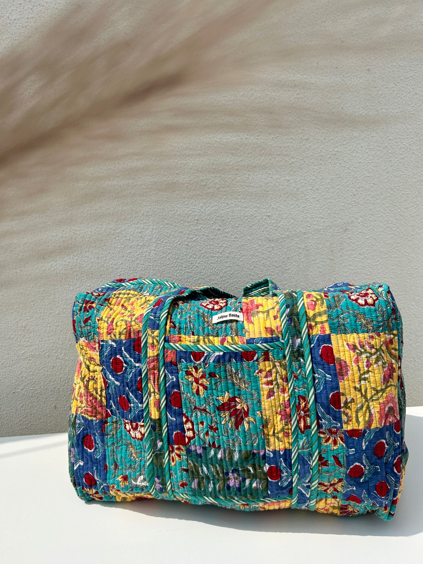 Multi Coloured Quilted Patchwork Travel Duffle Bag