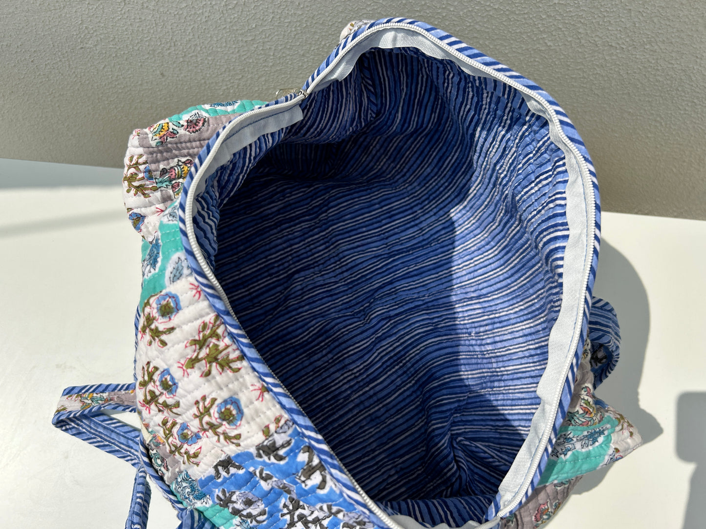Multi Coloured Quilted Patchwork Travel Duffle Bag