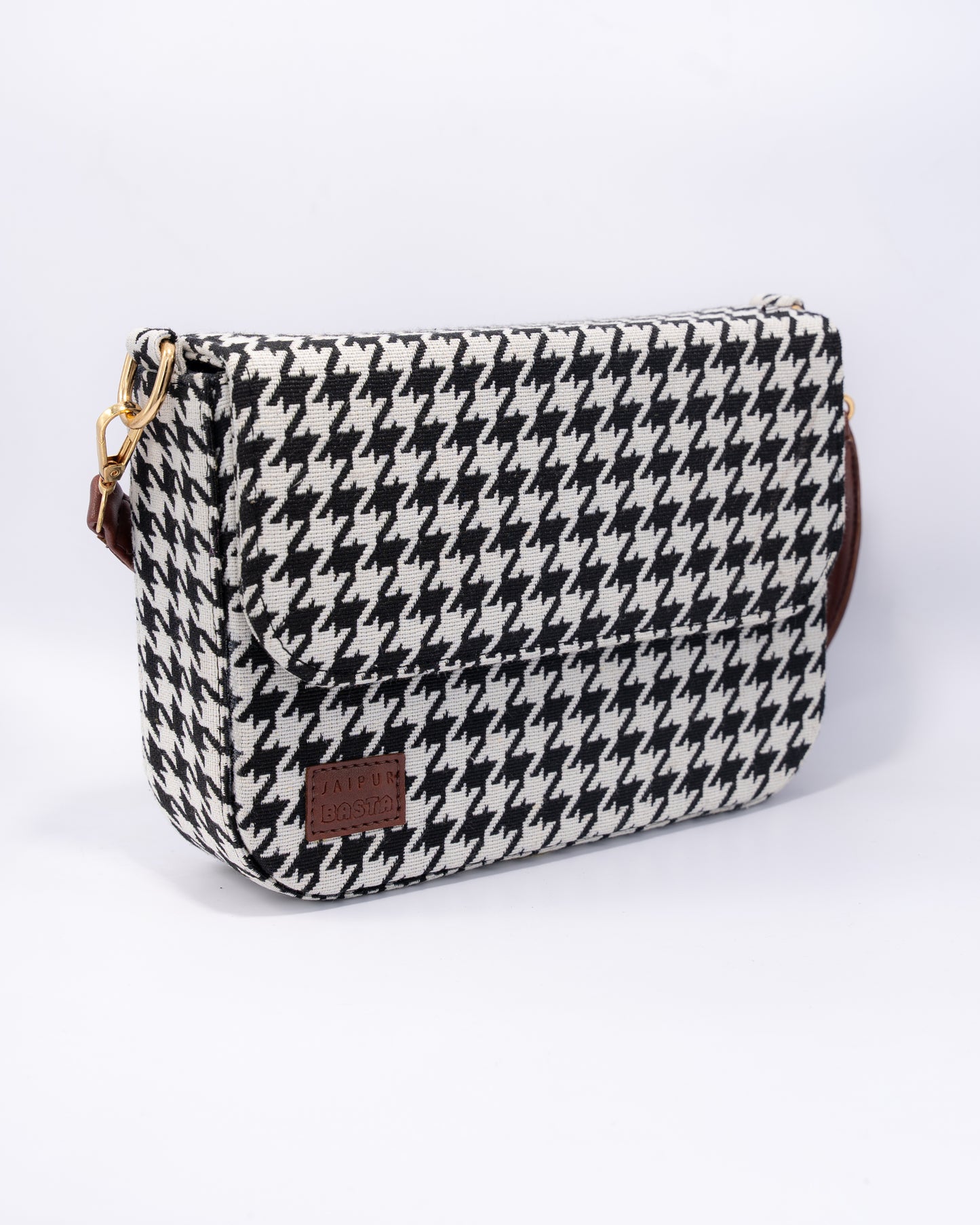 Monochrome Houndstooth Cross Body Bags