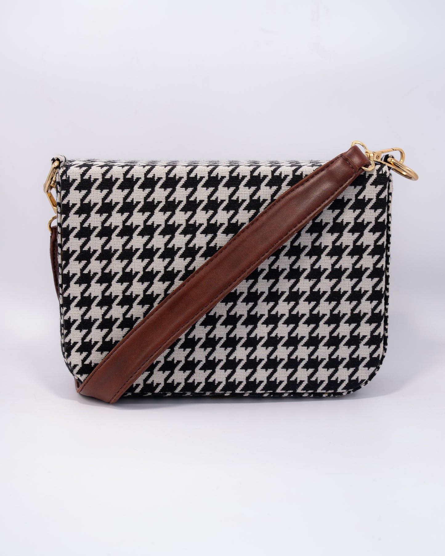 Monochrome Houndstooth Cross Body Bags