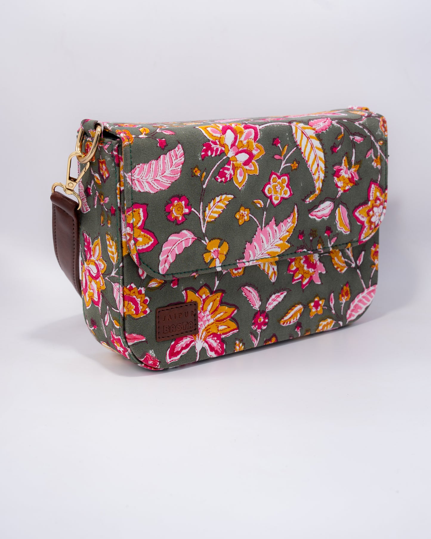 Tropical Green Blockprinted Cross Body Bags