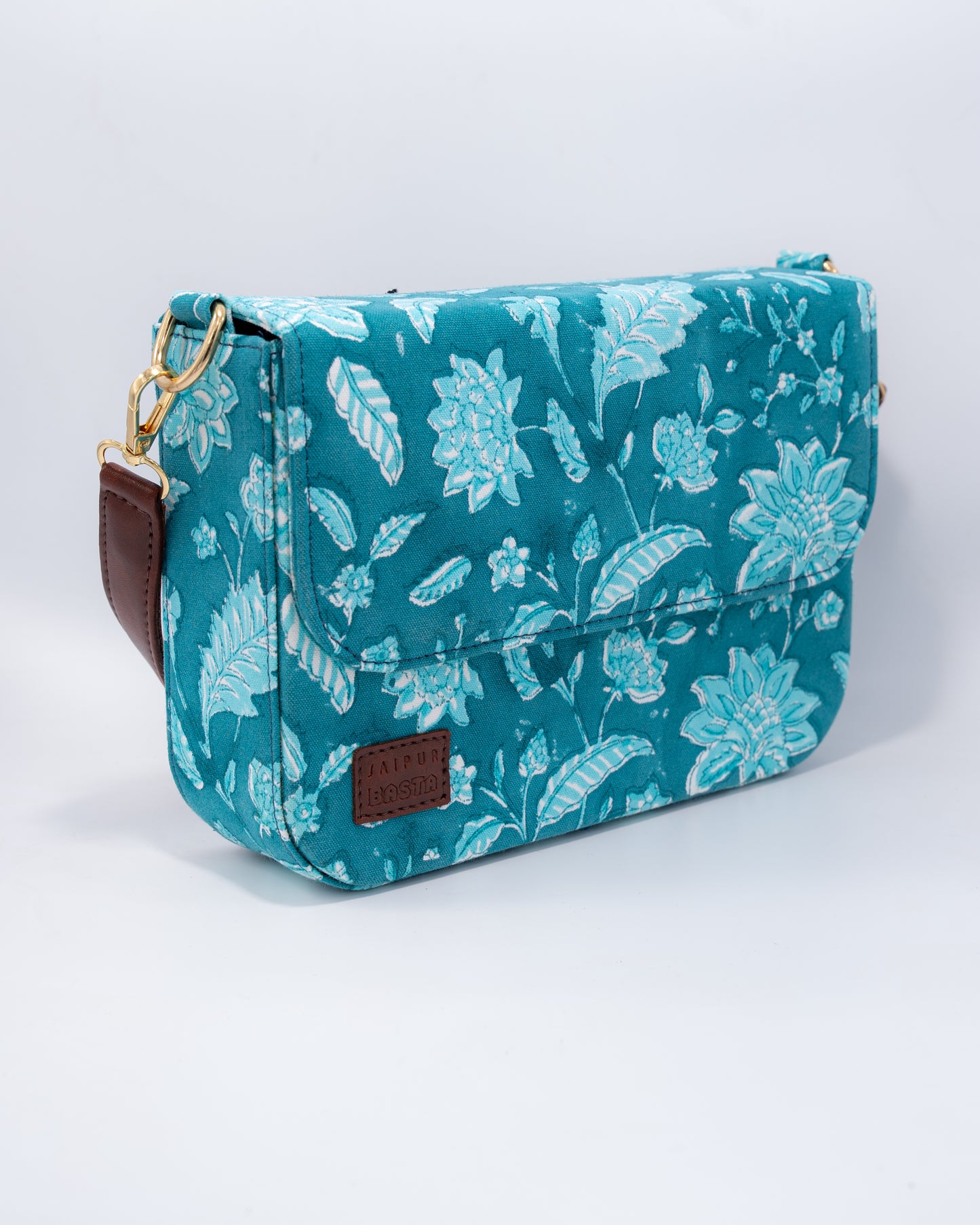 Aqua Blue Blockprintedi Cross Body Bags