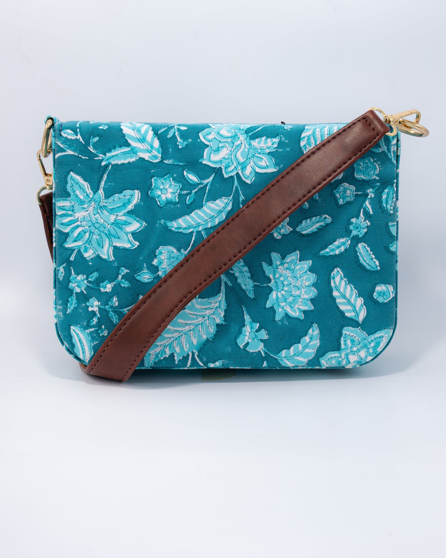 Aqua Blue Blockprintedi Cross Body Bags