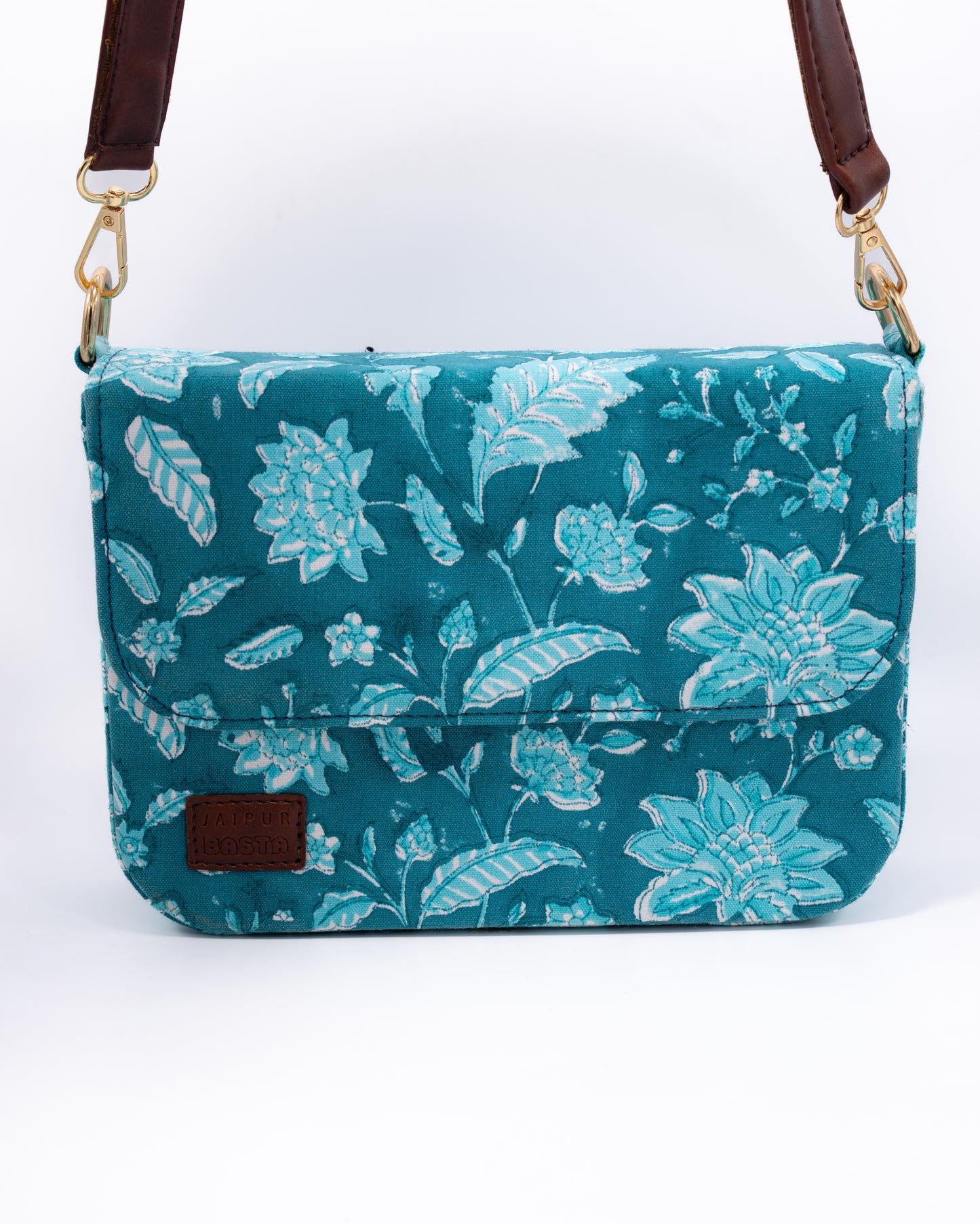 Aqua Blue Blockprintedi Cross Body Bags