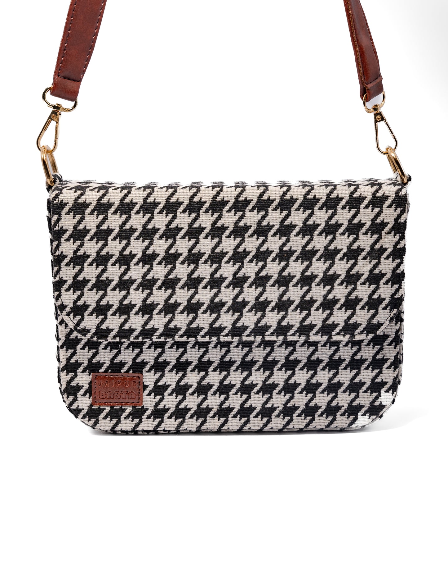 Monochrome Houndstooth Cross Body Bags