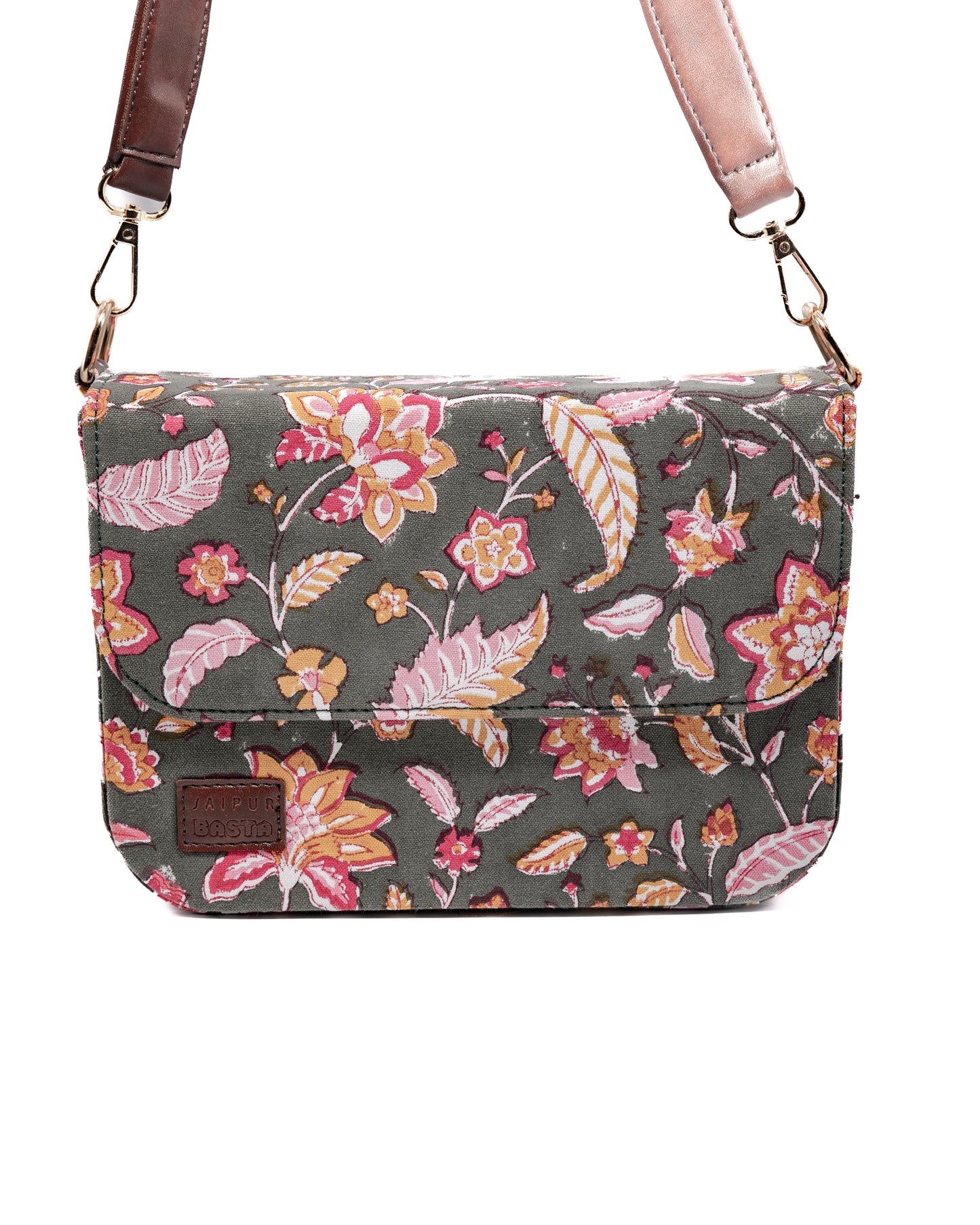 Tropical Green Blockprinted Cross Body Bags