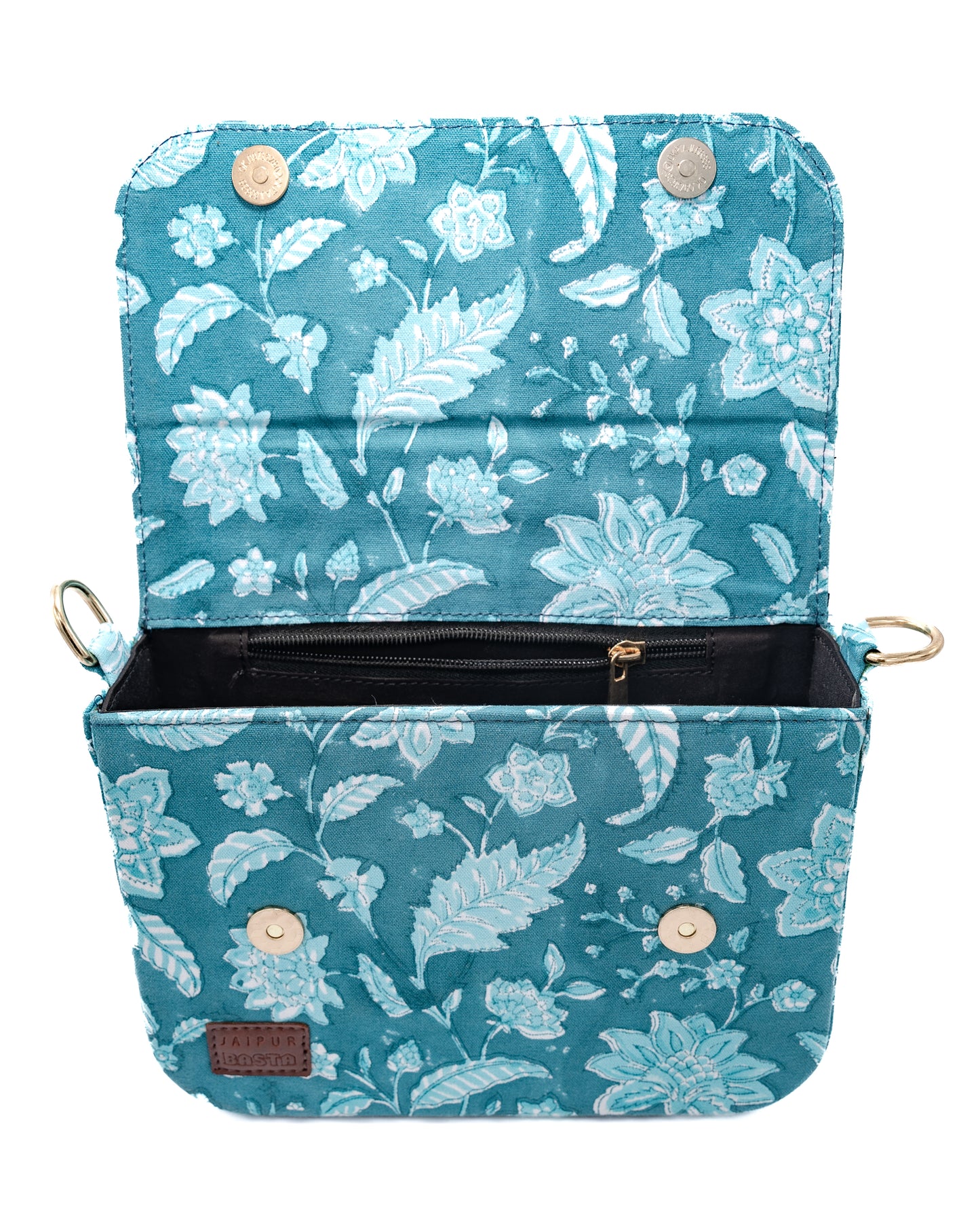 Aqua Blue Blockprintedi Cross Body Bags