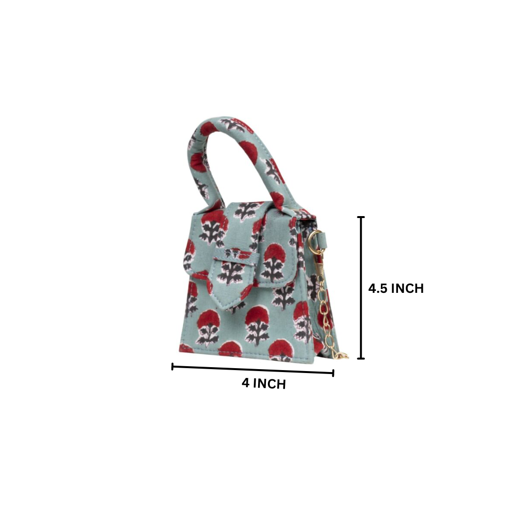 Raspberry Rush Blockprinted Chiq Bag