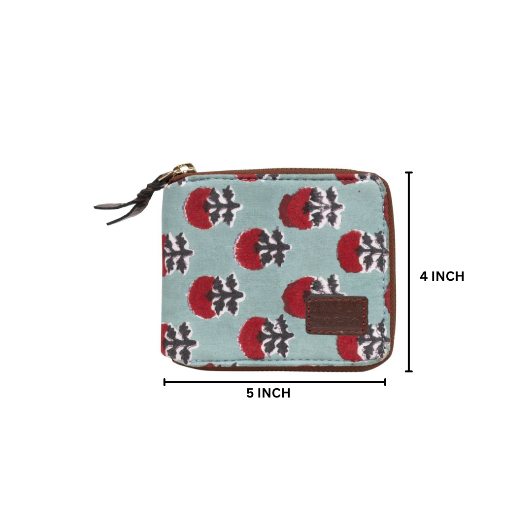 Rasberry Rush Blockprinted Wallet
