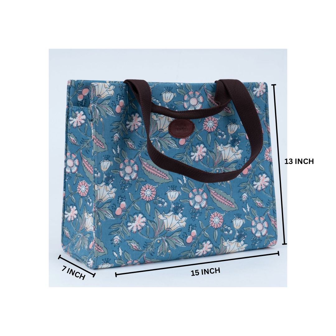 Spring morning Blockprinted Shopper Tote