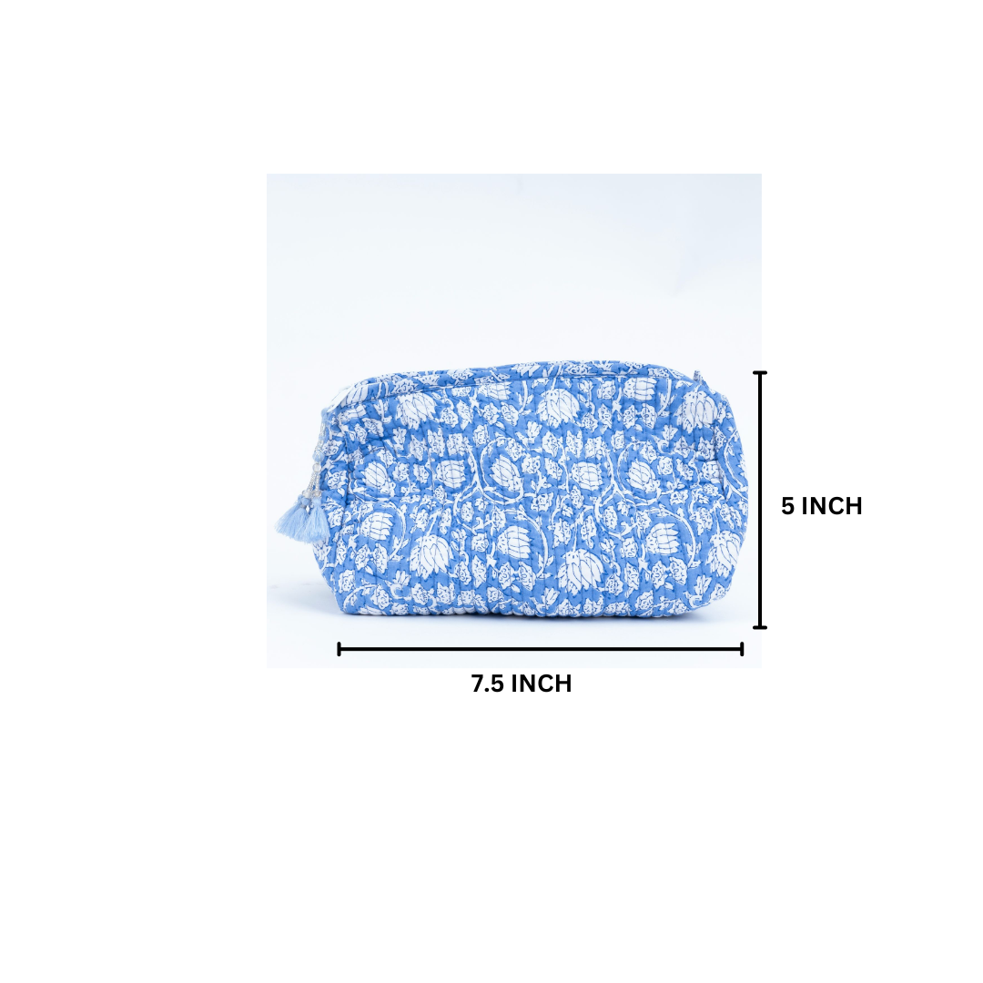 Misty Blue Blockprinted Pouches