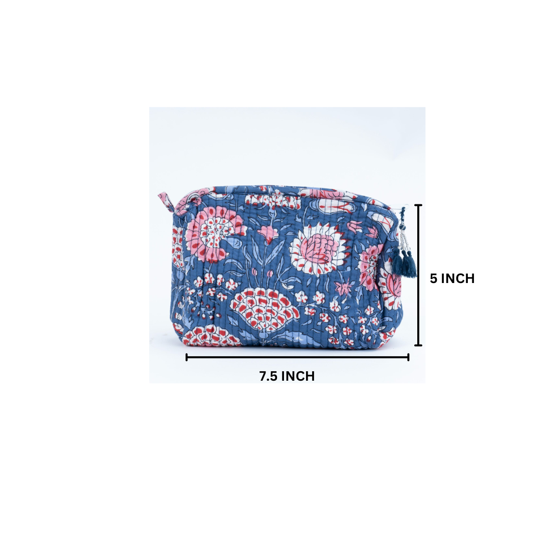 Distant Blue Blockprinted Pouches