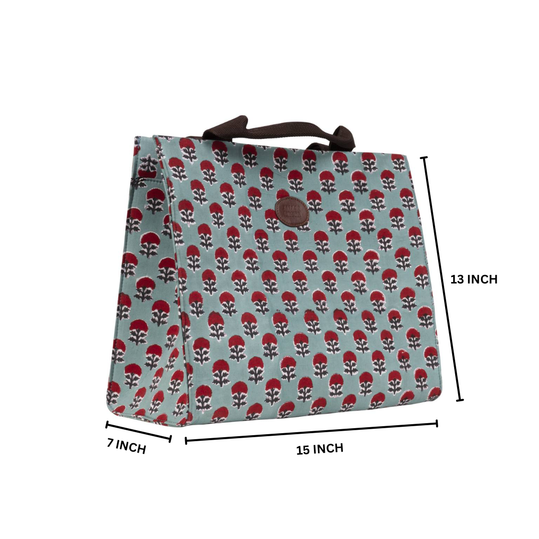 Raspberry Rush Blockprinted Shopper Tote
