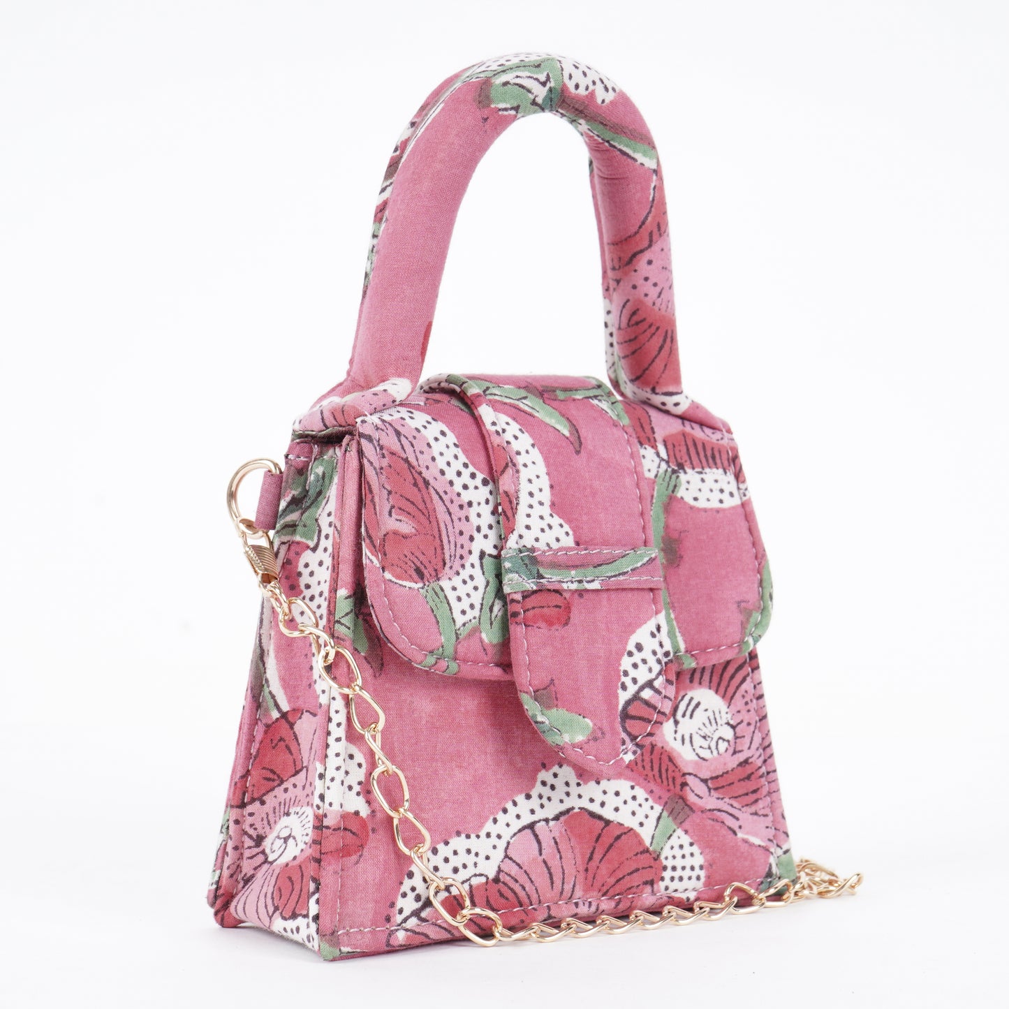 Pretty in Pink Blockprinted Chiq Bag
