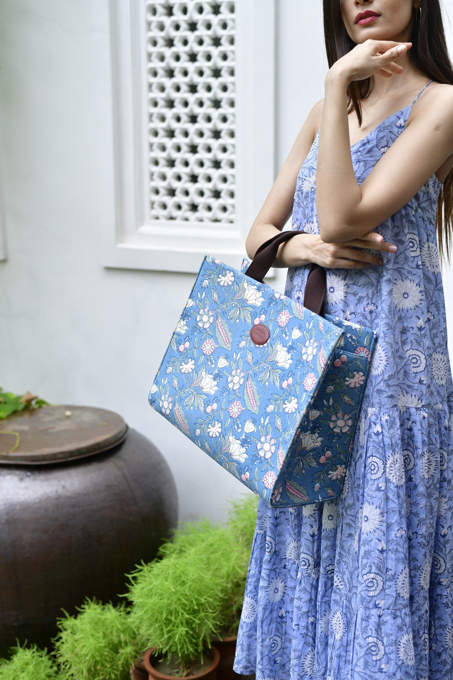 Spring morning Blockprinted Shopper Tote