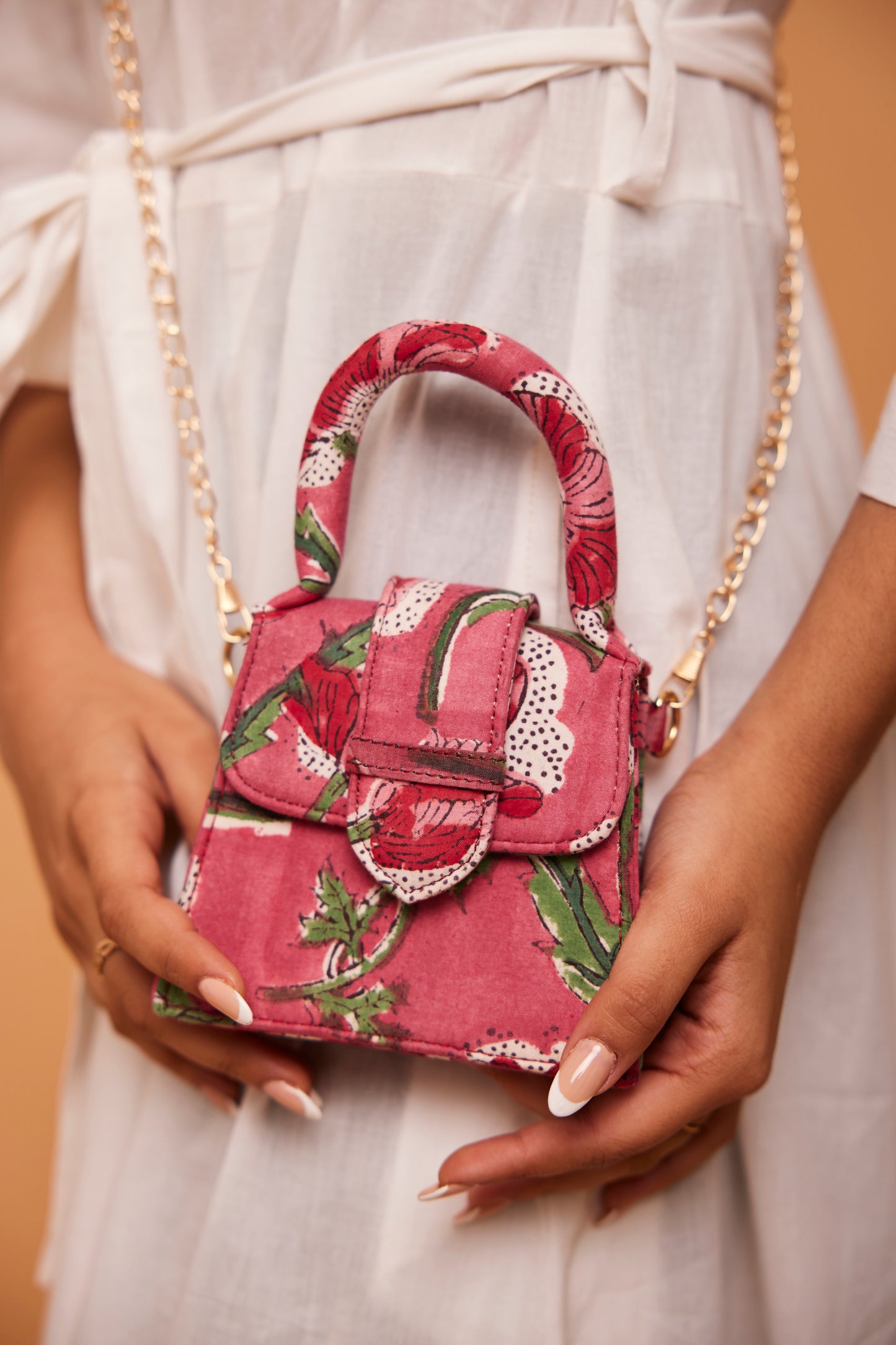 Pretty in Pink Blockprinted Chiq Bag