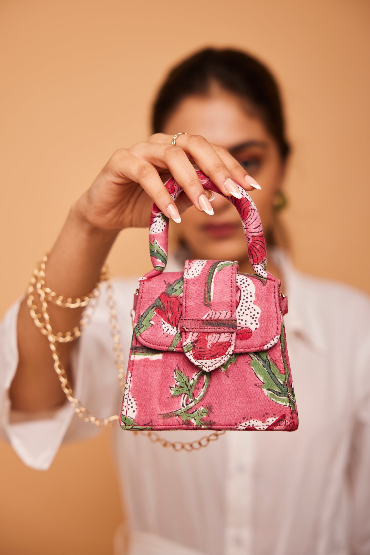 Pretty in Pink Blockprinted Chiq Bag