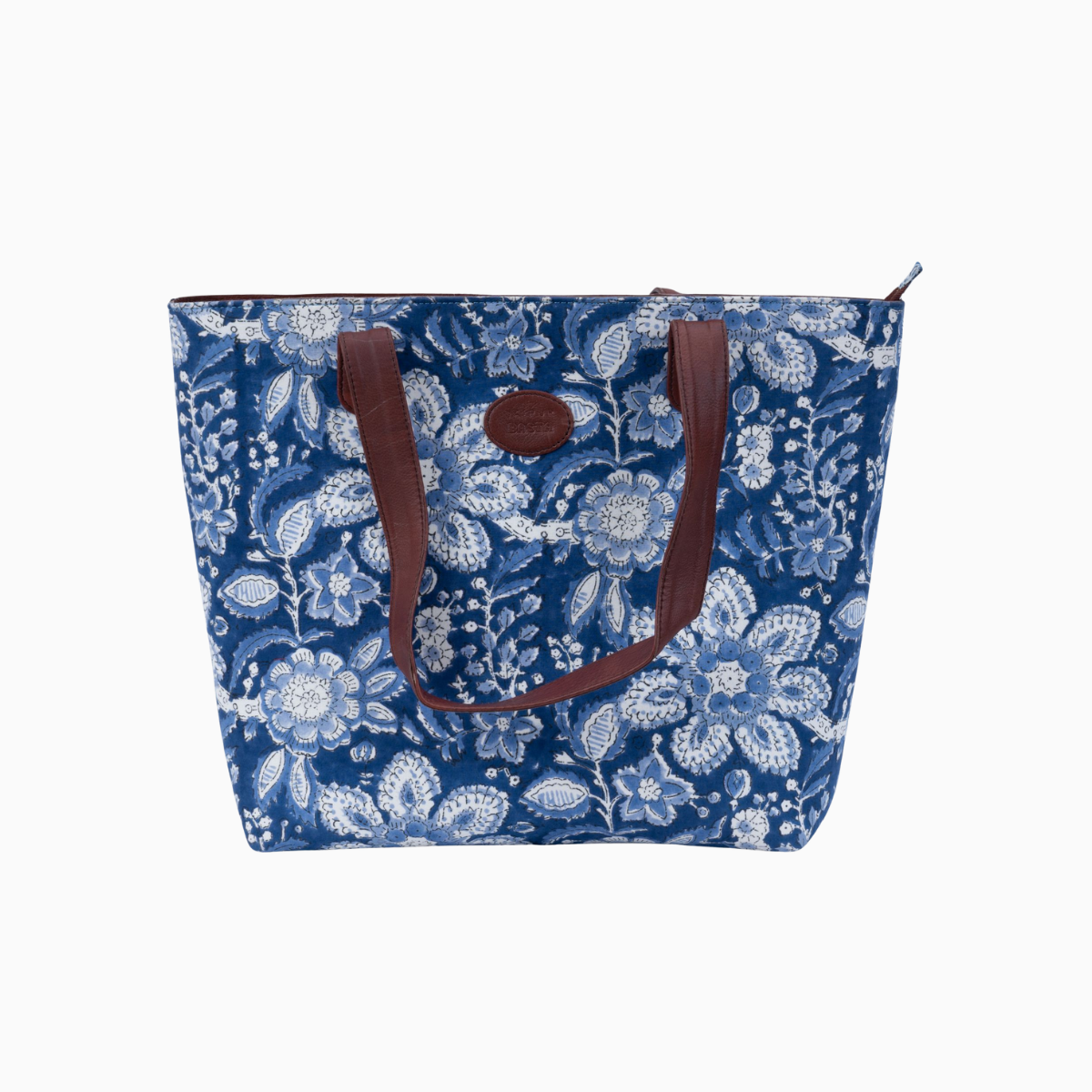 Summer Breeze Blockprinted Zipper Tote
