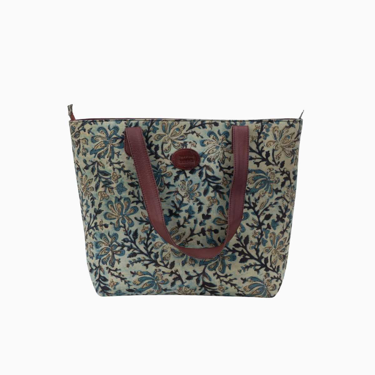 Vintage Vougue Blockprinted Zipper Tote