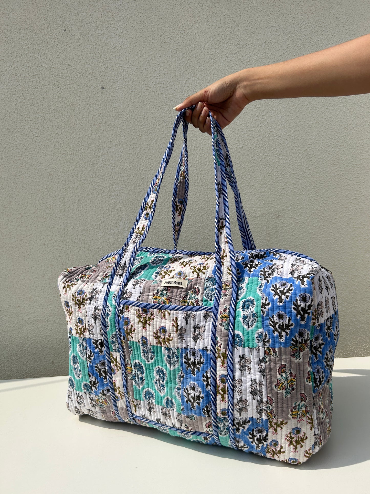Multi Coloured Quilted Patchwork Travel Duffle Bag