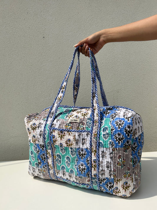 Multi Coloured Quilted Patchwork Travel Duffle Bag