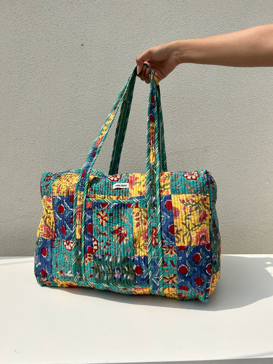 Multi Coloured Quilted Patchwork Travel Duffle Bag