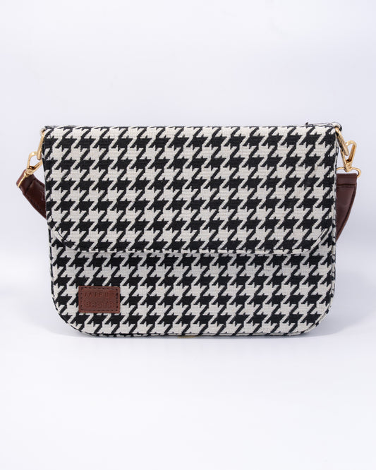 Monochrome Houndstooth Cross Body Bags