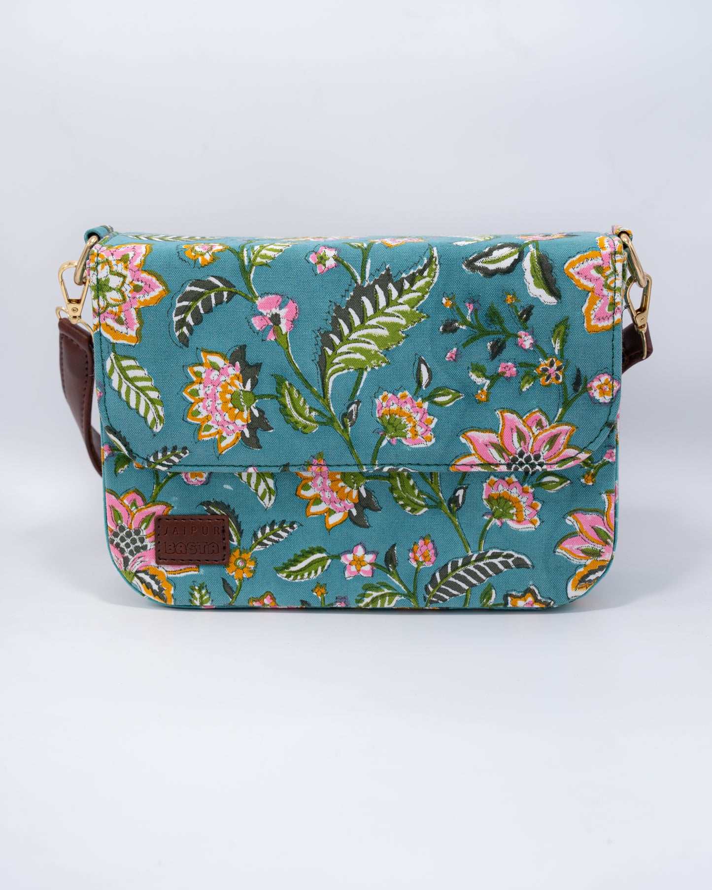 Tiffany Blue Blockprinted Cross Body Bags