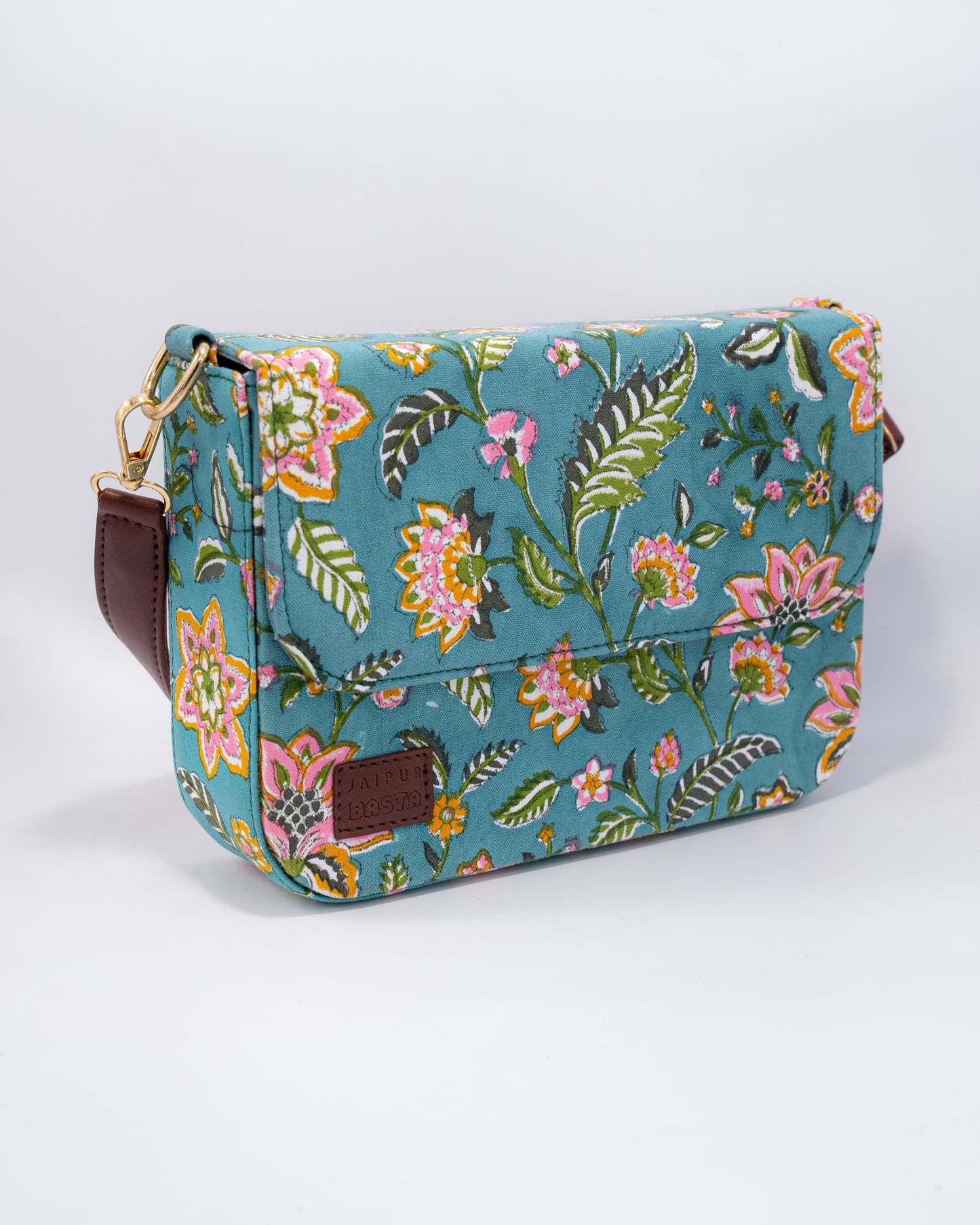 Tiffany Blue Blockprinted Cross Body Bags