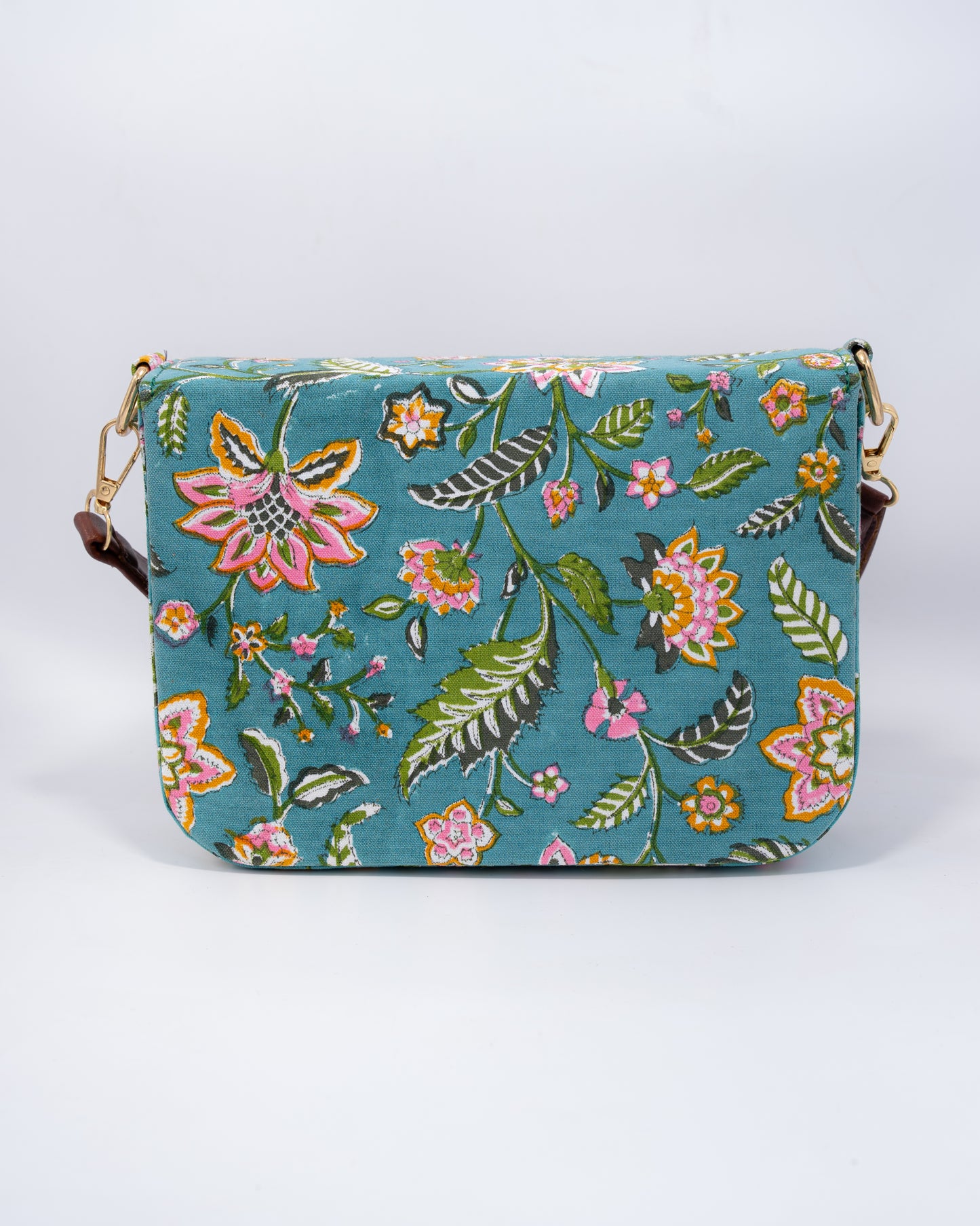 Tiffany Blue Blockprinted Cross Body Bags