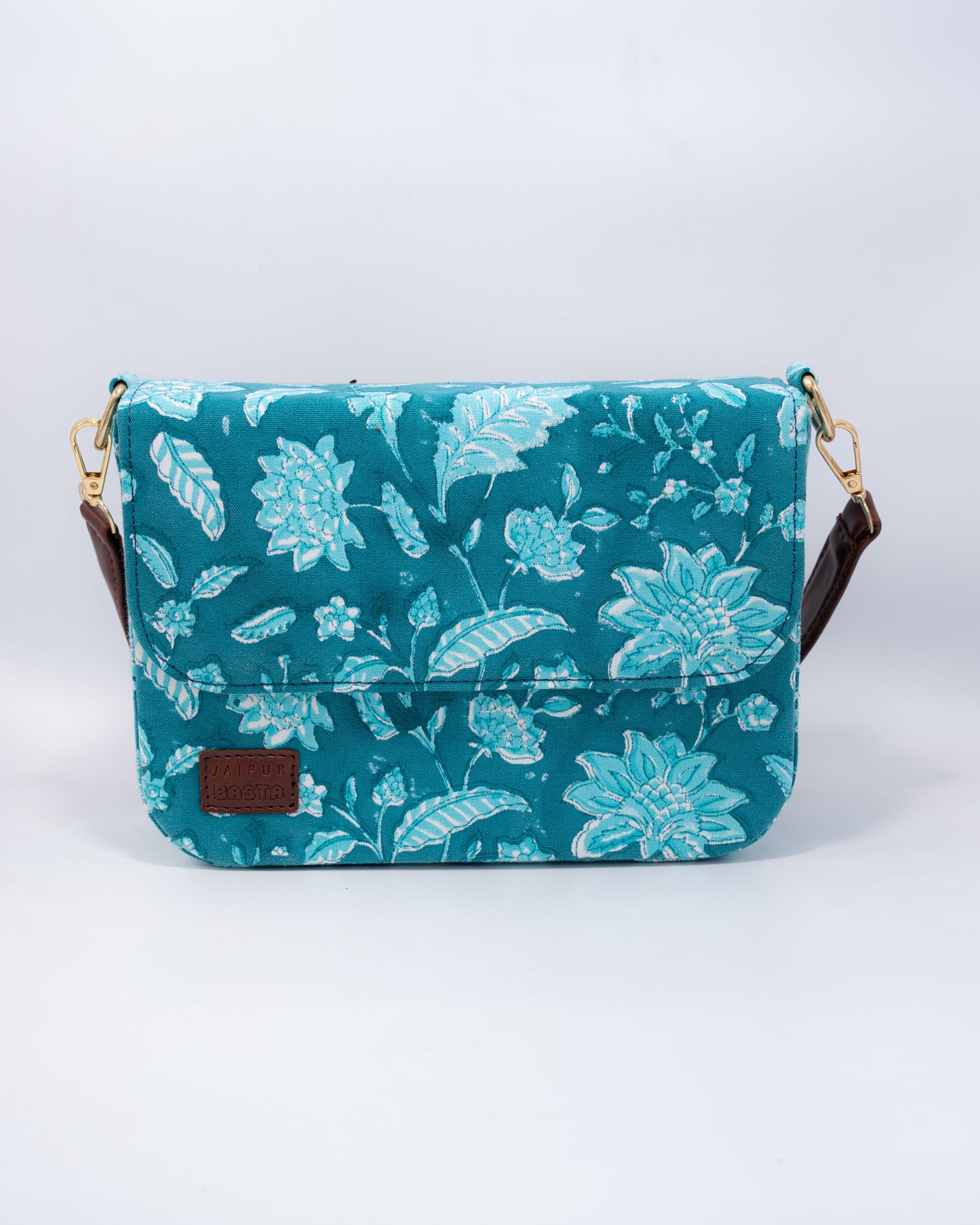 Aqua Blue Blockprintedi Cross Body Bags