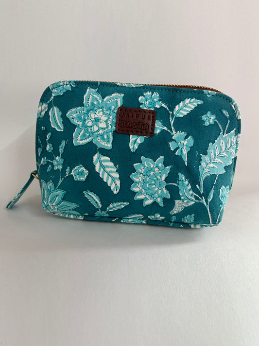 Aqua Blue Blockprinted Pouches