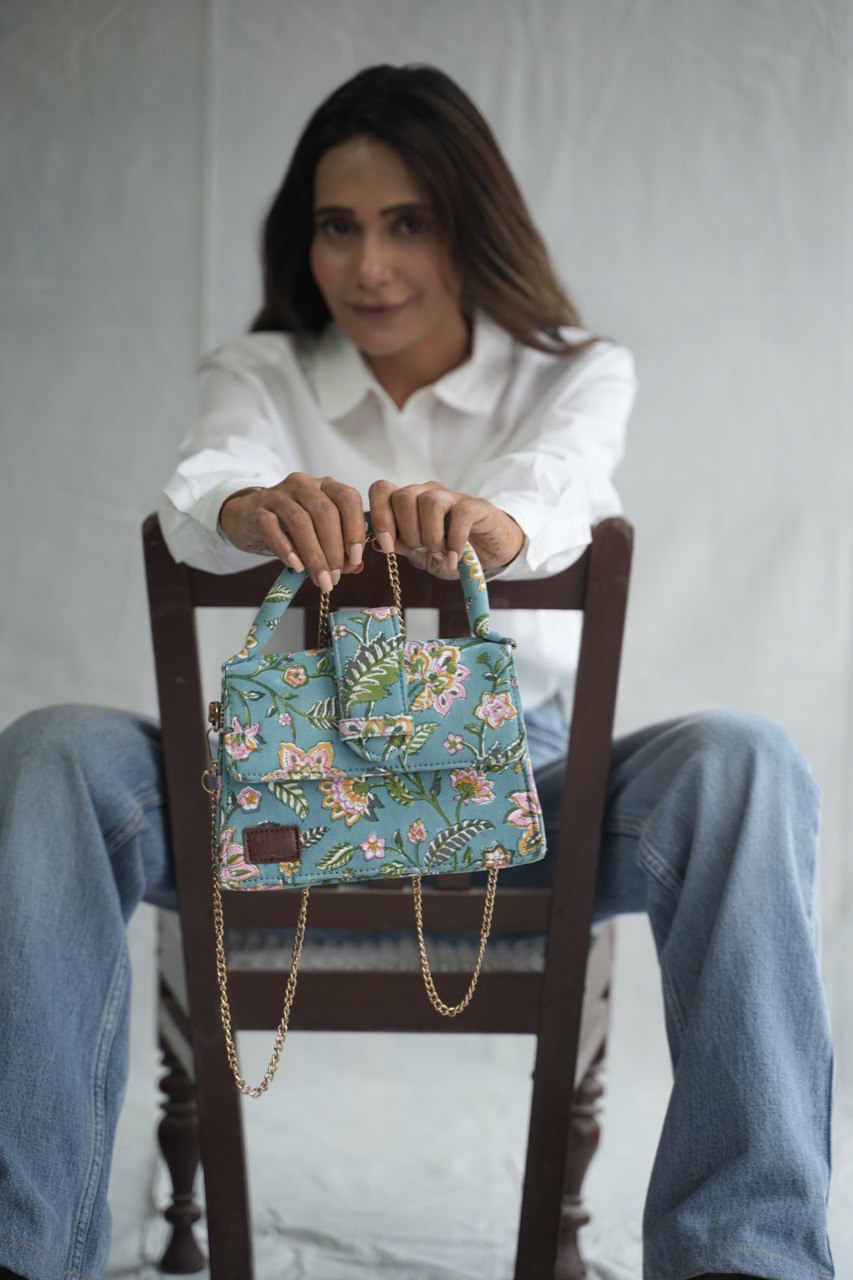 Tiffany Blue Blockprinted Chiq Bag