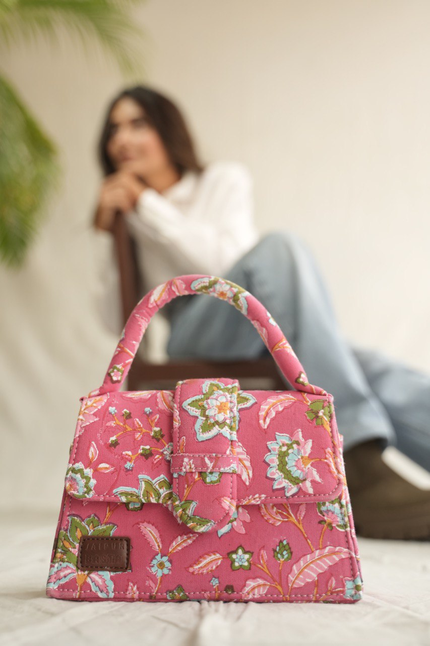 Pretty in Pink Blockprinted Chiq Bag