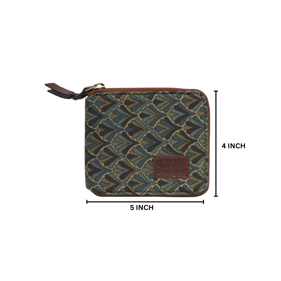 Olive Mist Blockprinted Wallet