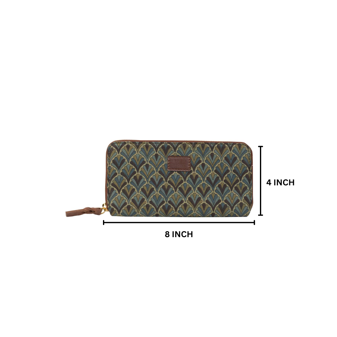 Olive Mist Blockprinted Wallet