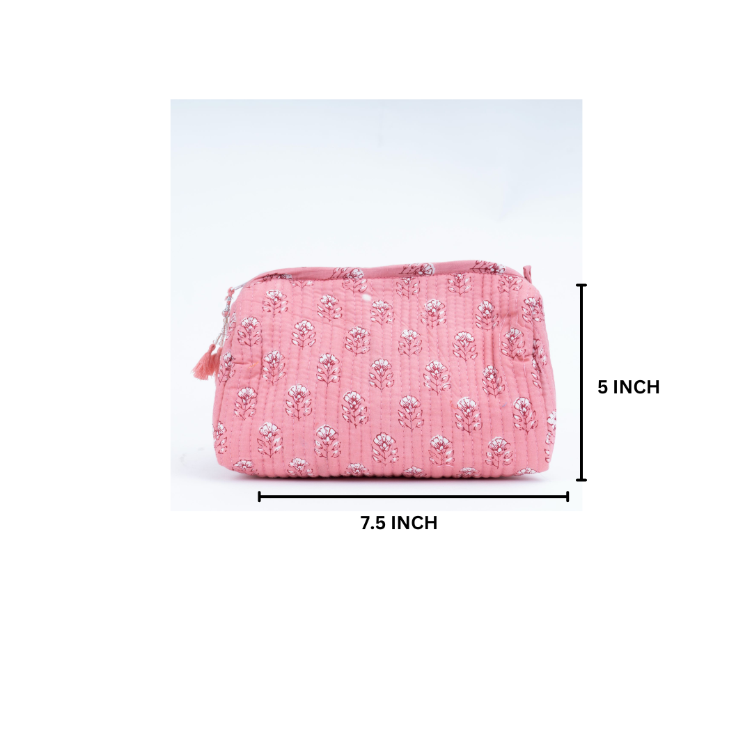 Pink Plum Blockprinted Pouches