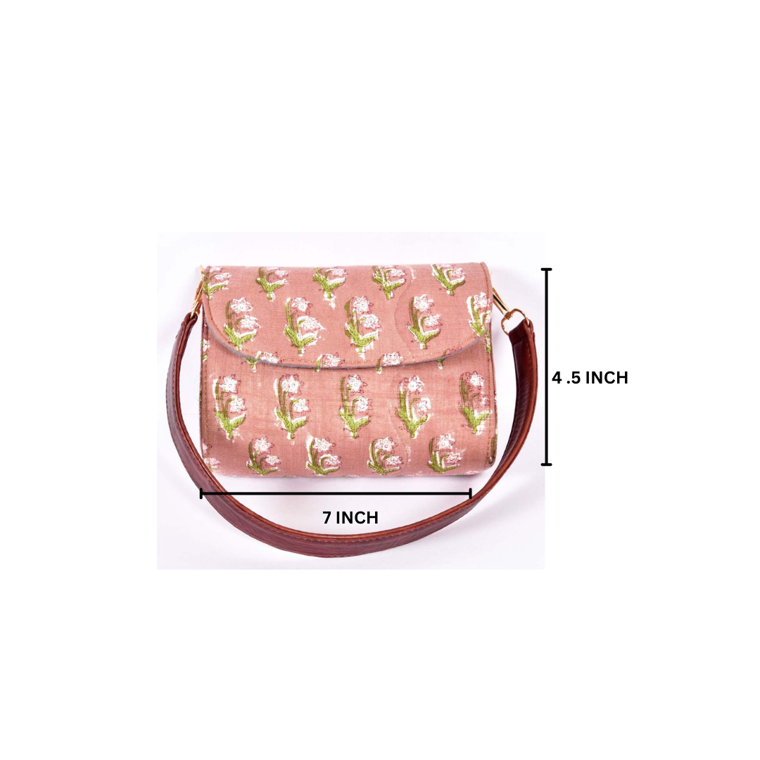 Rose Rud Blockprinted Satchel Bags