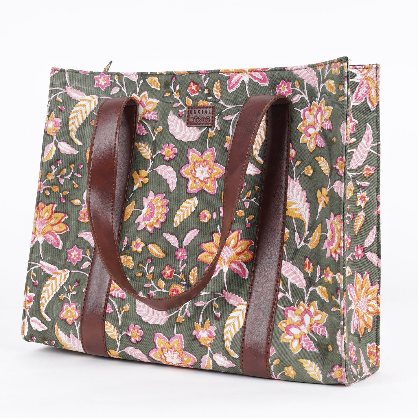 Tropical Green Structured Tote Bag