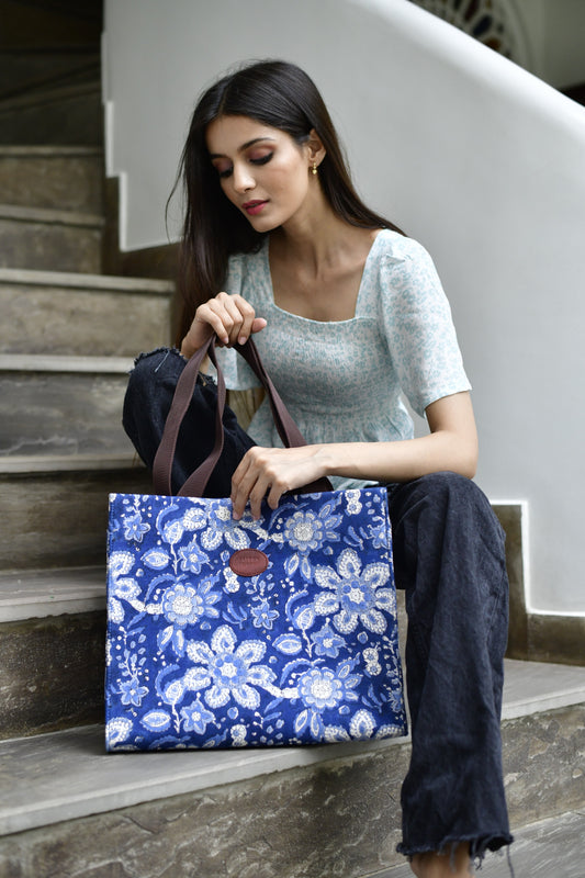 Summer Breeze Blockprinted Shopper Tote